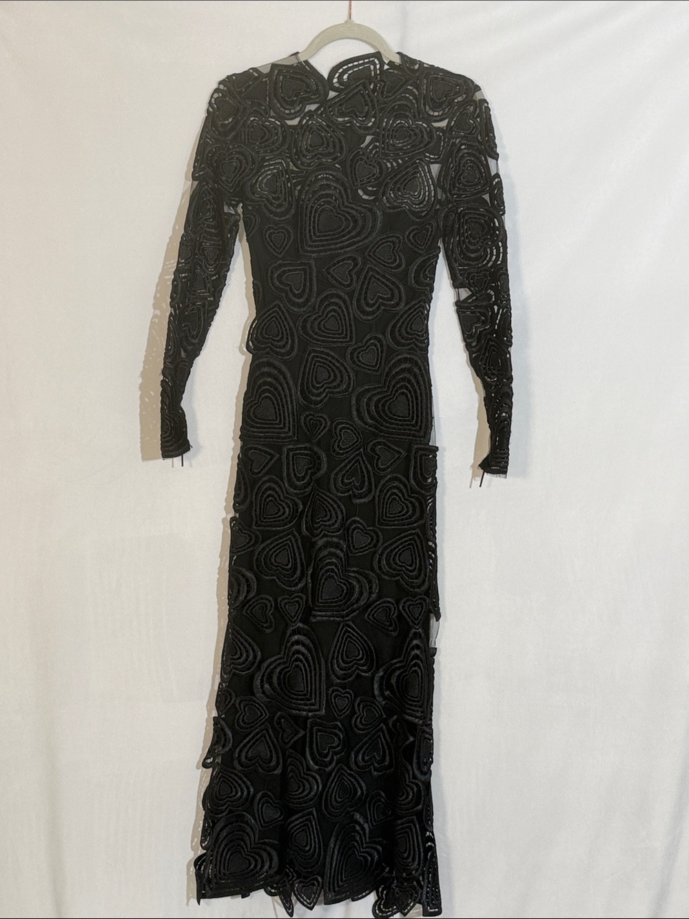 NWT Christopher Kane All Over Love Heart Lace Dress US 2 Black Vintage Designer